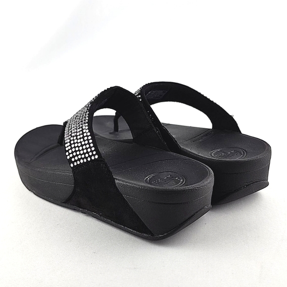 Fitflop Women's Lulu Black Popstud Toe-Post Shiny Metal Studs Sandals Size 7 - Picture 6 of 16